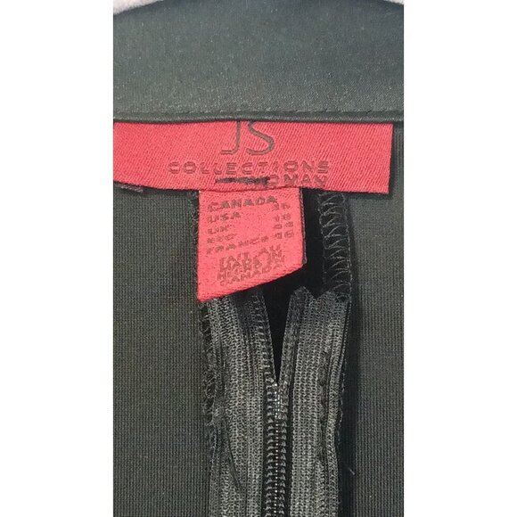 JS Collections Womens Black Blouse Chic Satin Cuffs And Collar Zip Back Size 16W - Picture 3 of 12
